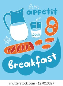 my cute breakfast card design. vector illustration