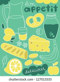 my cute breakfast card design. vector illustration