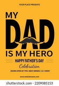 my dad is my hero, happy father's day party poster flyer design