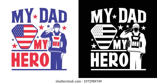 My Dad My Hero Printable Vector Illustration