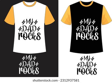 My dad Rocks Typography, Bundle, hippie typography, dad, dad days, fathers day , trendy typography, retro ,files wavy text fathers day t shirt design