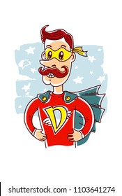 My Dad is Super hero, Super Dad illustration, handwritten text. Vector  EPS 10.