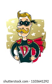 My Dad is Super hero, Super Dad illustration, handwritten text. Vector  EPS 10.