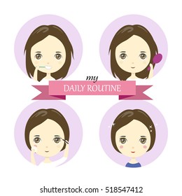 My daily routine cute vector illustration