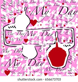 My day words with cake illustration
