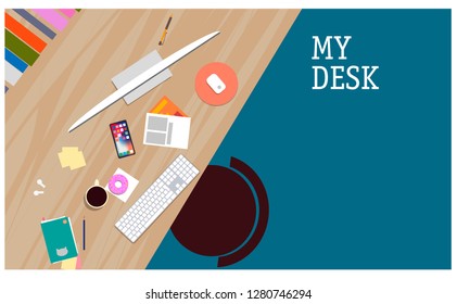 My desk illustration. Vector