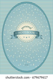 My diary. Cute blue pattern for laptop cover for girls. Comes with seamless patterns with flowers and stripes. Vector.