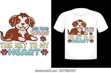 My Dog Holds the Key to My Heart ,Valentine's Day PNG, Retro Sublimation ,Sublimation Valentines ,print T Shirt , etc