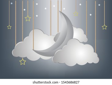 my dream wallpaper with cloud and star ; vector illustration
