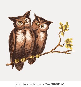 My eyes here's the owl man, vintage bird illustration, isolated vector element.
