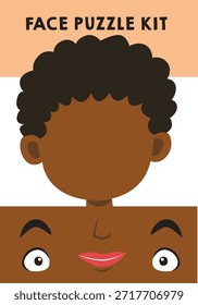 Mi juego de rompecabezas de la cara imprimible oscuro de los niños que aprenden las tijeras Vector de la hoja de juego de la práctica
