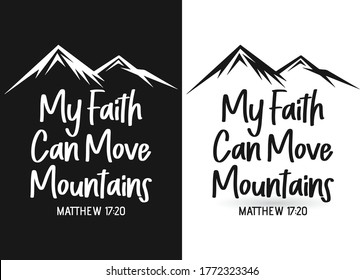 My faith can move mountains-Christian cross with Bible verse, Christian Runner Bible Verse Women's t-shirt Design, Bible quote, Inspirational Motivational Quote
