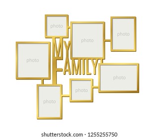 My Family Photo Frame Set On White Background, Vector Illustration