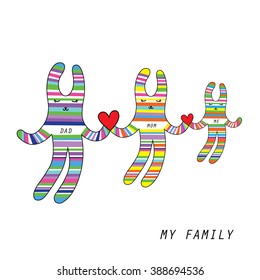 my family rabbit doll vector cartoon 