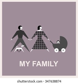 My family.Vector flat illustration.
