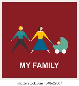 My family.Vector flat illustration.