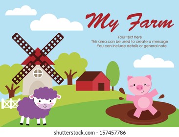 my farm card design. vector illustration