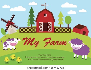 my farm card design. vector illustration