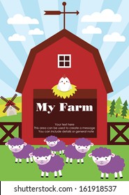 my farm fun card design. vector illustration