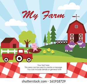 my farm fun card design. vector illustration