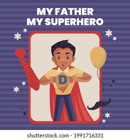 My father my superhero banner design template.