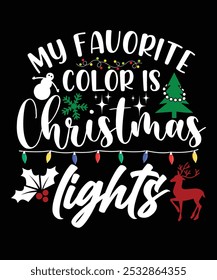 MI COLOR FAVORITO ES NAVIDADES LUCES DISEÑO DE CAMISETA