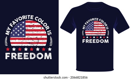 My favorite color is freedom usa vantage grunge flag patriotic tshirt design