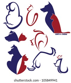 my favorite pet, vector collection of cats and dogs symbols