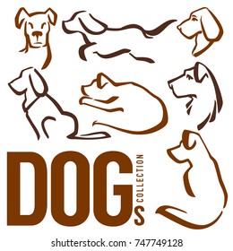 my favorite pet, vector collection of line dog animal symbols, emblems, logo