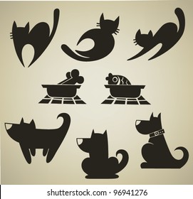 my favorite pet, vector collection of cartoon animals symbols