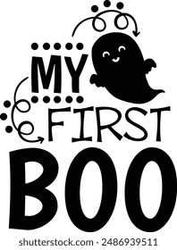 My First Boo Halloween Kids Typography Design