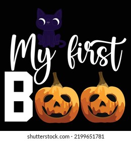 My first boo Happy Halloween shirt print template, Pumpkin Fall Witches Halloween Costume shirt design