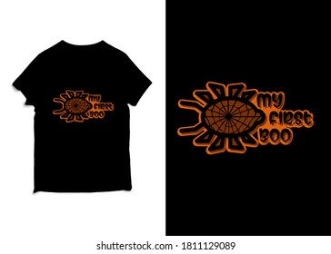 My first boo new black color Halloween typography t shirt design and social media post template