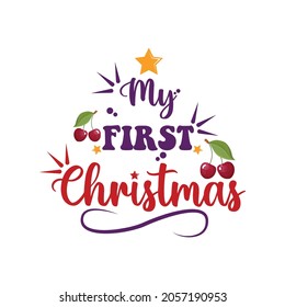 my first christmas and baby t shirt design