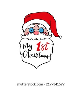 My first Christmas holiday illustration with face of santa. Holiday concept.