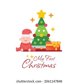 My first Christmas. Vector illustration design.