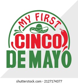 My First Cinco De Mayo holiday printable vector illustration