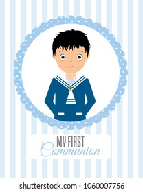 my first communion boy. card boy dressed in communion