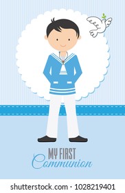 my first communion boy. Child card communion dress