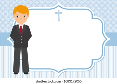 my first communion boy. space for text