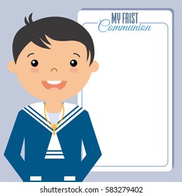 My first communion boy. space for text.