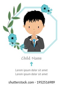My first communion card. Boy praying