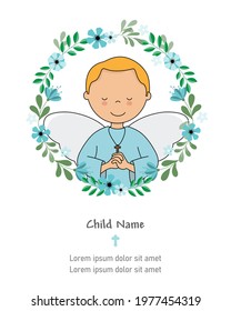 My first communion card. Praying angel