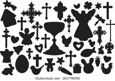 My first Communion cookie silhouettes different form. Clip art on white background