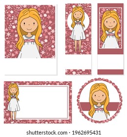 My first communion girl. Cards of different formats. Space for text