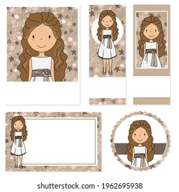 My first communion girl. Cards of different formats. Space for text