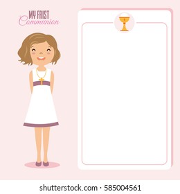 My first communion girl. space for text.