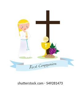 My first communion - girl in a white rope