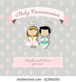 My first communion illustration over color background