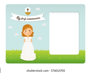 My first communion invitation with notes space